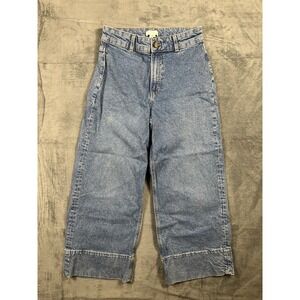 HM High Waisted Wide Leg Jeans Blue Medium Wash Cropped Culottes Womens Size 6